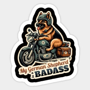 German Shepherd Biker Sticker